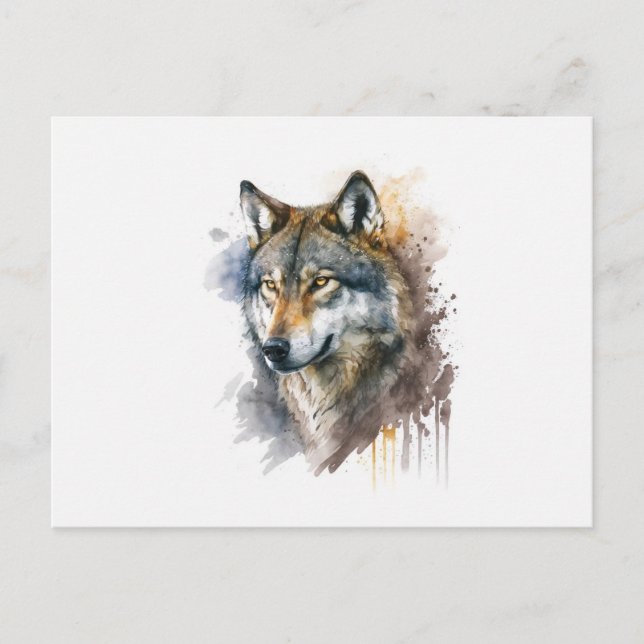 Wolf Watercolour Painting         Postcard (Front)