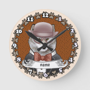 Wolf Wearing Glasses Round Clock