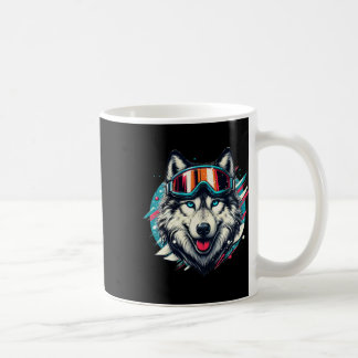 Wolf Wearing Ski Snowboard Goggles Wolf Skiing Lov Coffee Mug