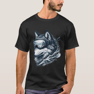 Wolf Wearing Ski Snowboard Goggles Wolf Skiing T-Shirt