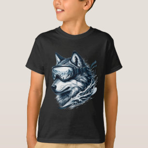 Wolf wearing ski snowboard goggles wolf skiing T-Shirt