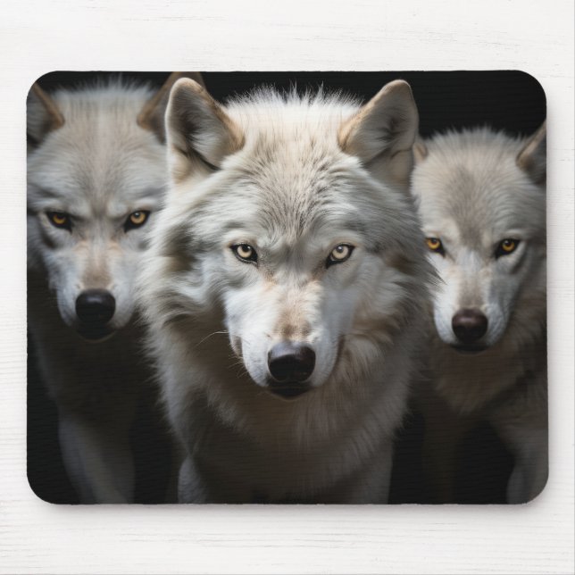 Wolf Wild Animal Portrait Fierce Power Mouse Pad (Front)