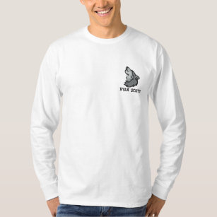 Wolf Wild Life Personalized Embroidered Long Sleeve T-Shirt