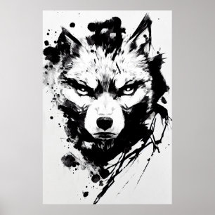 Wolf Wild Nature Free Spirit Art Brush Painting Poster