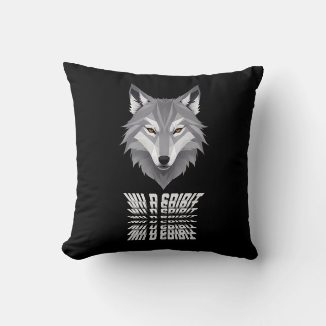 Wolf Wild Spirit Throw Pillow (Front)