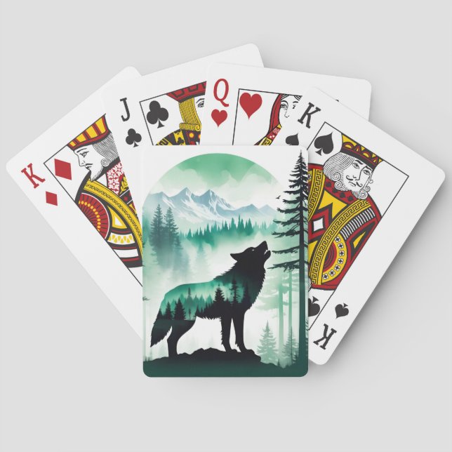 Wolf Wildlife Animal Nature Environment Forest Art Playing Cards (Back)