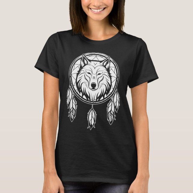 Wolf Wildlife Wolves  Animal Dream Catcher T-Shirt (Front)