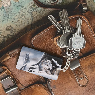 Wolf Winter Castle Fantasy Keychain