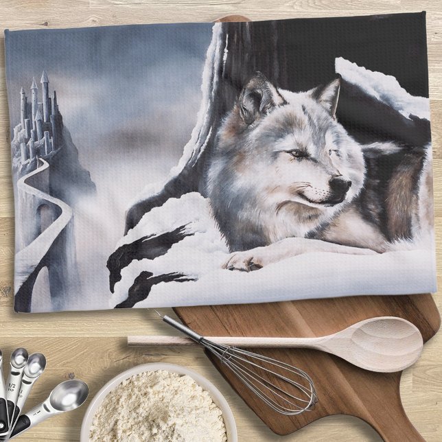 Wolf Winter Castle Fantasy Kitchen Towel (Creator Uploaded)