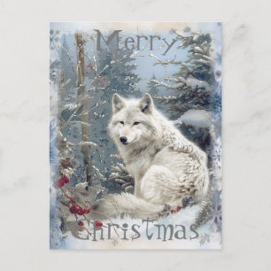 Wolf Winter Christmas Holiday Postcard