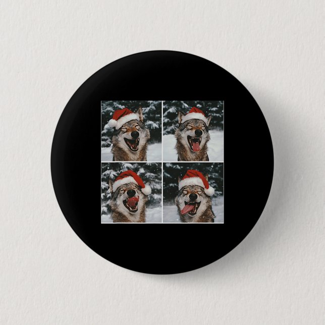Wolf Winter Photography Wolf Conservation Christma 2 Inch Round Button (Front)