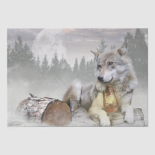 Wolf Winter Snow Forest Moon Landscape Tissue Paper