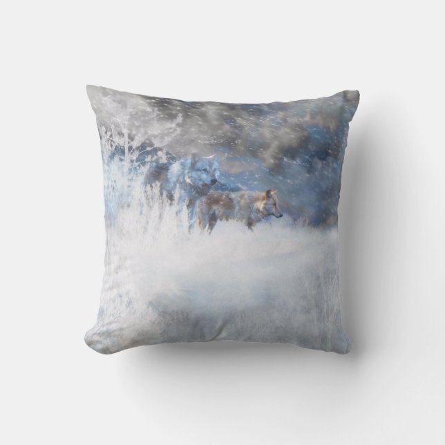 WOLF WINTER TERRITORIES THROW PILLOW (Front)
