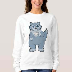 Wolf with Cup of Coffee Sweatshirt