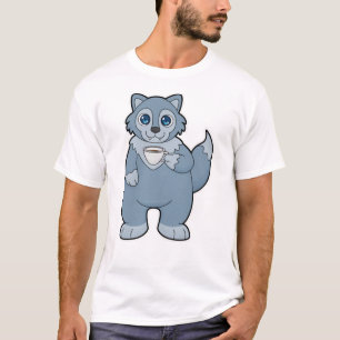 Wolf with Cup of Coffee T-Shirt