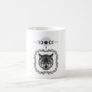 Wolf with Moon Phases Coffee Mug