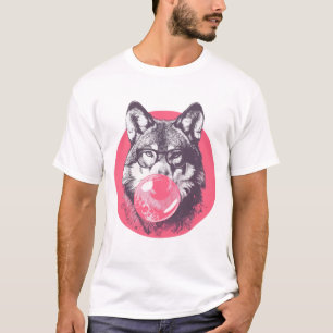 Wolf withbglasses an bubble gum T-Shirt