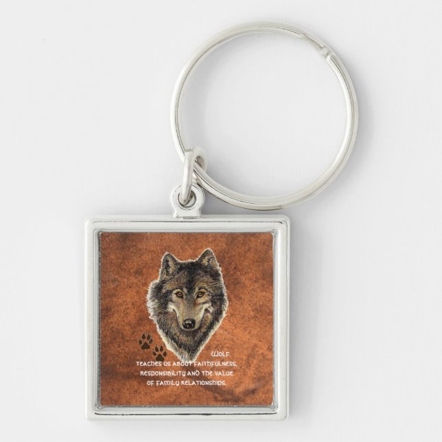 Wolf, Wolves Animal Totem, Nature Guide Keychain (Front)