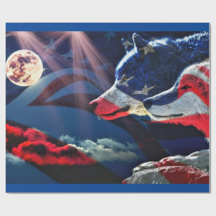Wolf Wolves Full Moon Wrapping Paper