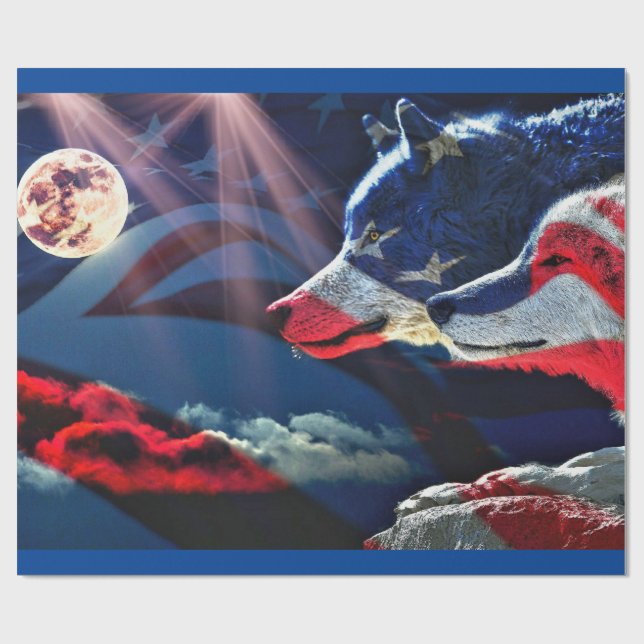 Wolf Wolves Full Moon Wrapping Paper (Flat)