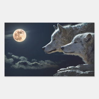 Wolf Wolves Howling at the Full Moon at Night Sticker