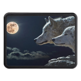 Wolf Wolves Howling at the Full Moon at Night Trailer Hitch Cover