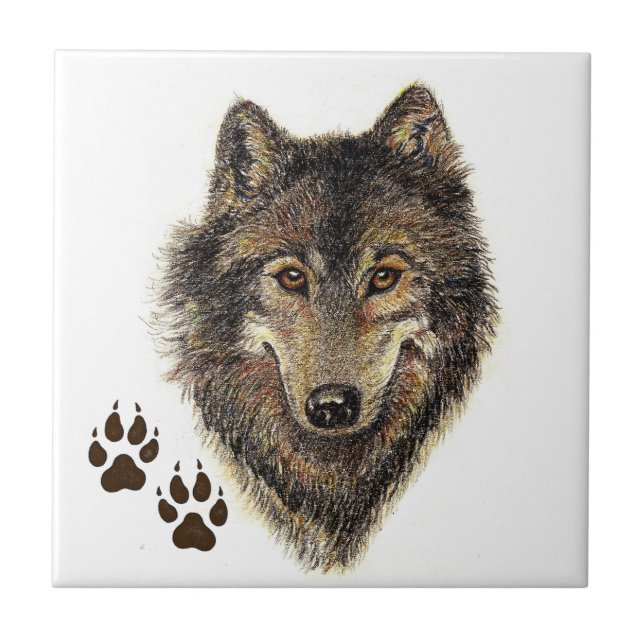 Wolf, Wolves,  Nature, Wildlife, Watercolor Animal Tile (Front)