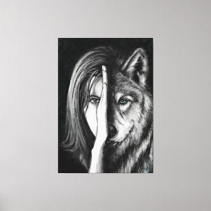Wolf Woman - Emotion Canvas Print - Painting Art