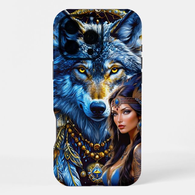  Wolf & Woman Fantasy iPhone Case (Back)