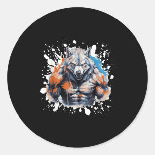 Wolf Workout Gym Fighter Bodybuilder  Classic Round Sticker
