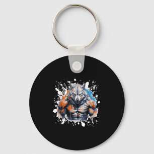 Wolf Workout Gym Fighter Bodybuilder  Keychain
