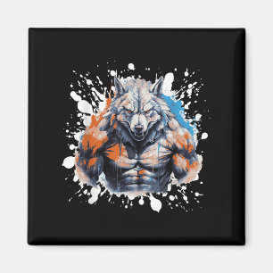 Wolf Workout Gym Fighter Bodybuilder Magnet