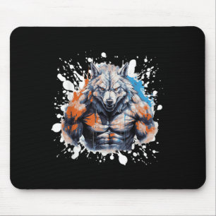 Wolf Workout Gym Fighter Bodybuilder  Mouse Pad