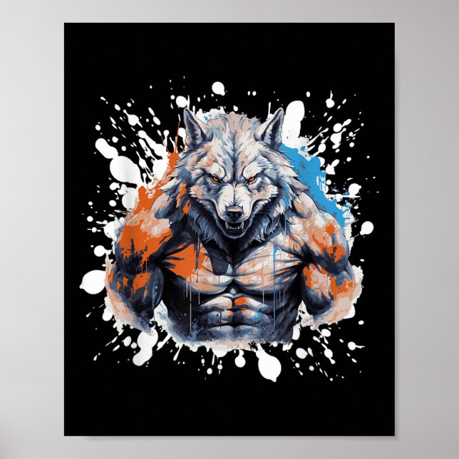 Wolf Workout Gym Fighter Bodybuilder  Poster (Front)