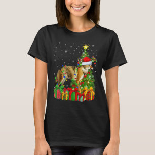 Wolf Xmas Holiday Santa Wolf Christmas Tree T-Shirt