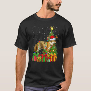 Wolf Xmas Holiday Santa Wolf Christmas Tree T-Shirt