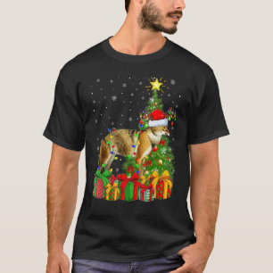 Wolf Xmas Holiday Santa Wolf Christmas Tree T-Shirt