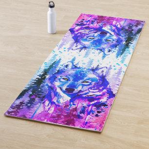 Wolf Yoga Mat - Watercolor Grey Wolf