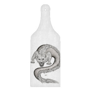 Wolfdragon black and white design cutting board