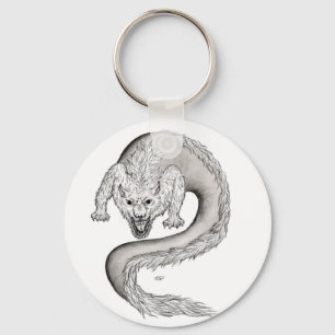Wolfdragon black and white Design Keychain