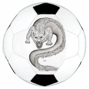 Wolfdragon black and white design soccer ball