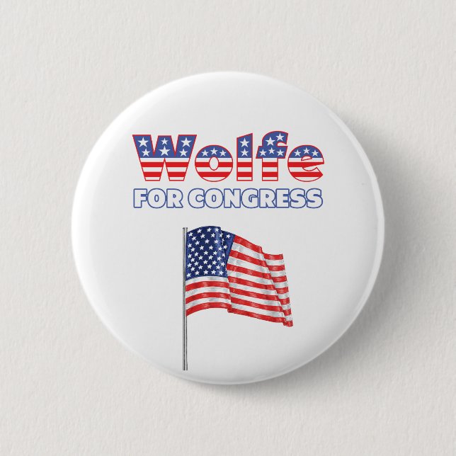 Wolfe for Congress Patriotic American Flag 2 Inch Round Button (Front)