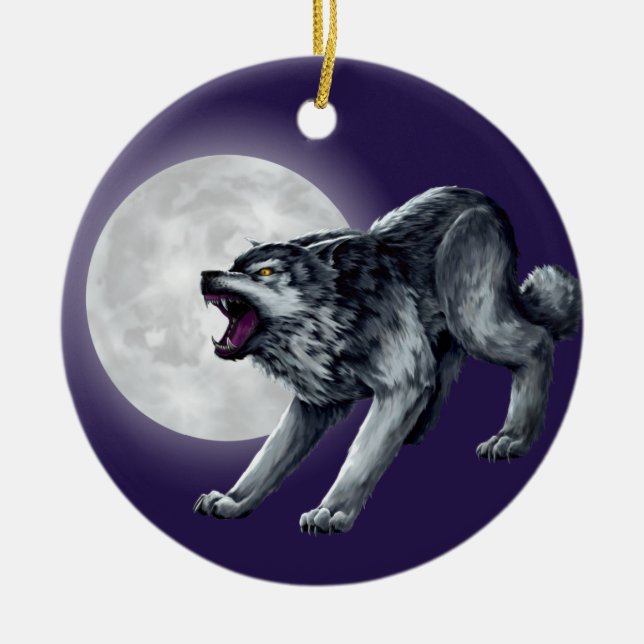 Wolfe's Wolf Ceramic Ornament (Front)