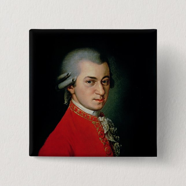 Wolfgang Amadeus Mozart, 1818 2 Inch Square Button (Front)