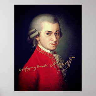 Wolfgang Amadeus Mozart 1819 with signature Poster
