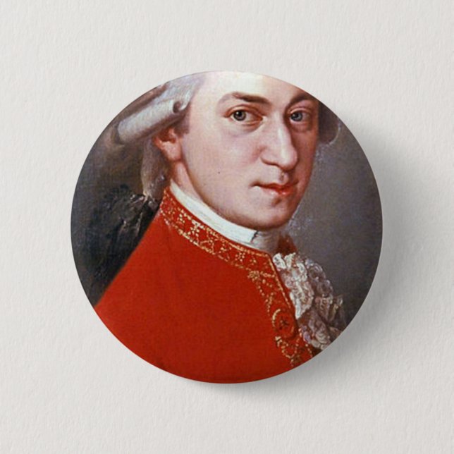 Wolfgang Amadeus Mozart 2 Inch Round Button (Front)