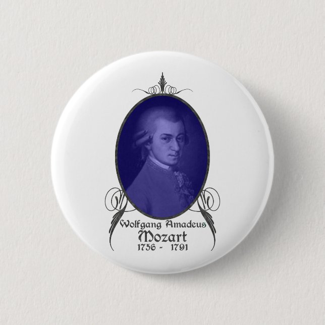 Wolfgang Amadeus Mozart 2 Inch Round Button (Front)