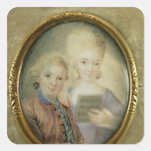 Wolfgang Amadeus Mozart  and his sister Square Sticker (Front)