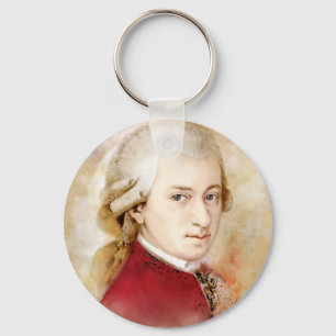 Wolfgang Amadeus Mozart im Aquarell Stil Keychain