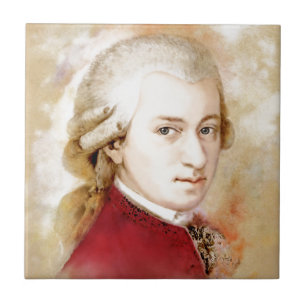 Wolfgang Amadeus Mozart im Aquarell Stil Tile